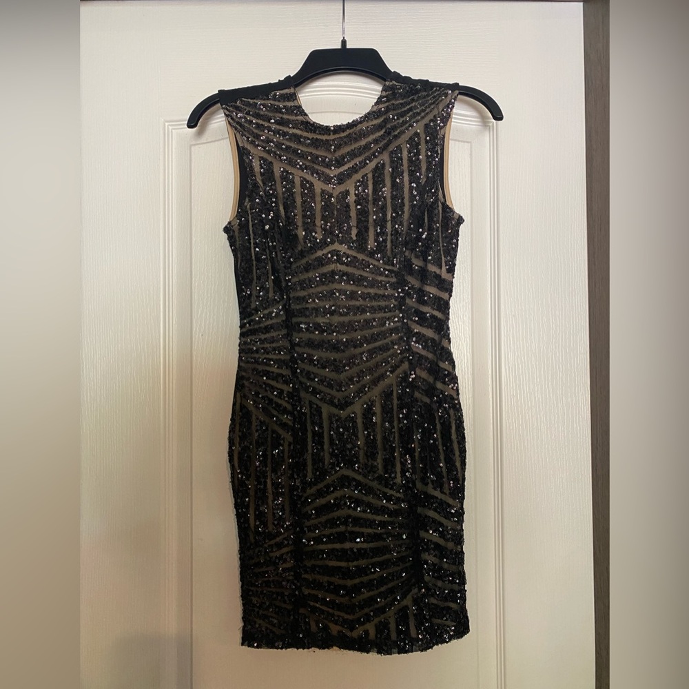 Lovely Day Two-Tone Black and Nude Dress